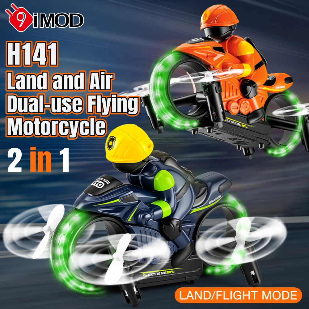 9IMOD H141 Air Motorcycle 2IN1 10km/h Voice Feature 7-Colors 2IN1 Land And Air Motorcycle