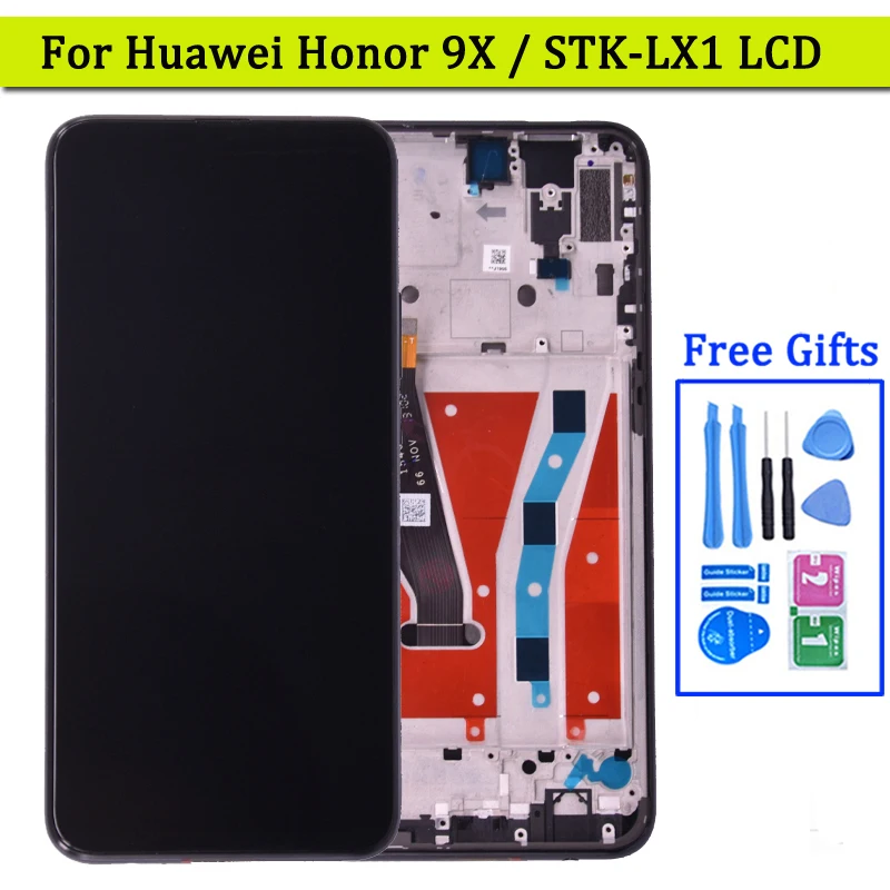 Wyświetlacz 6,59 cala dla Huawei Honor 9X Globalny wyświetlacz LCD Premium Ekran dotykowy 10 dotykowy Digitizer Ramka montażowa STK-LX1 lcd