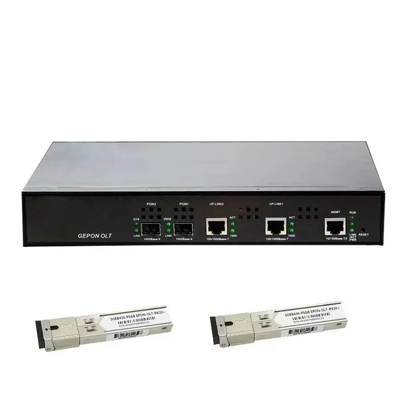 2-port EPON OLT 2pon Web SNMP CLI, compatible with Huawei, ZTE, fiber home, xPON, ONU