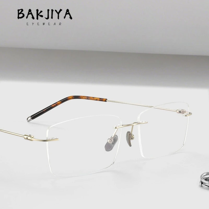 

Pure Titanium Rimless Eyeglasses Frame Women Fashion Exquisite Gold Wire Large Frame Simple Frameless Ultra-light Glasses Frame