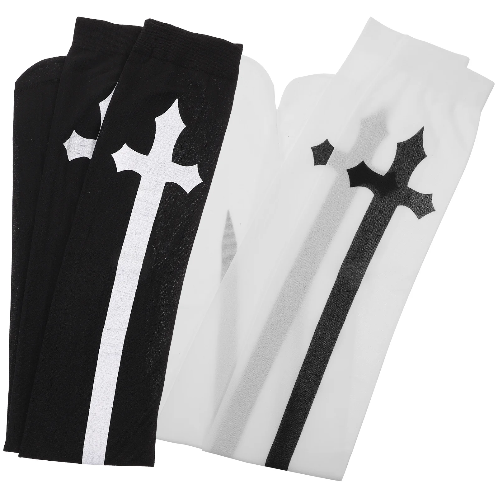 Chaussettes noires pour femmes, vêtements de nonne, tenue de tube, bas de fête, costume croisé, Halloween Miss, blanc