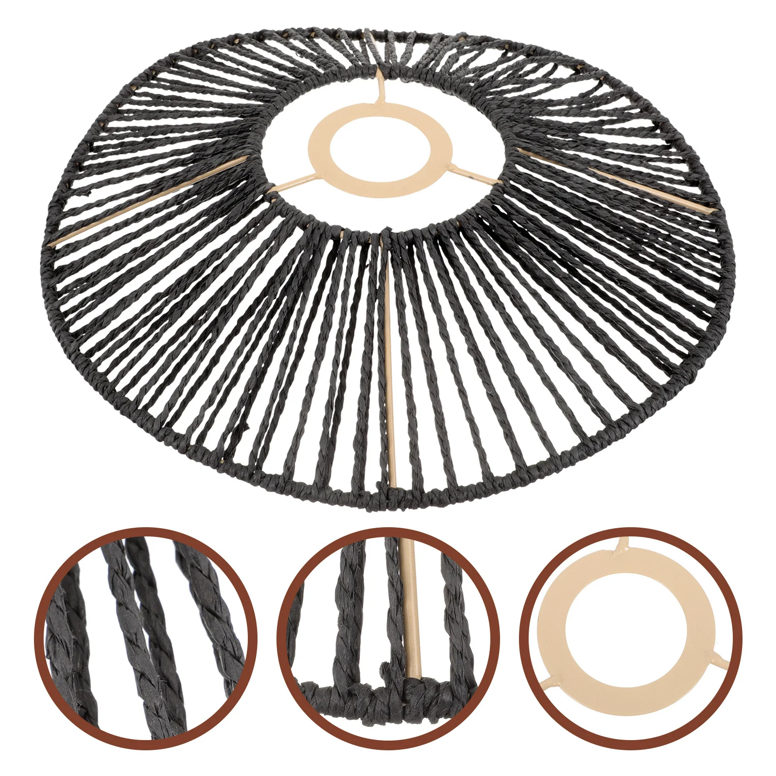 

Paper Rope Woven Lampshade Vintage Style Pendant Light Cover Rustic Decor Home Hotel Restaurant Woven Lamp Shade