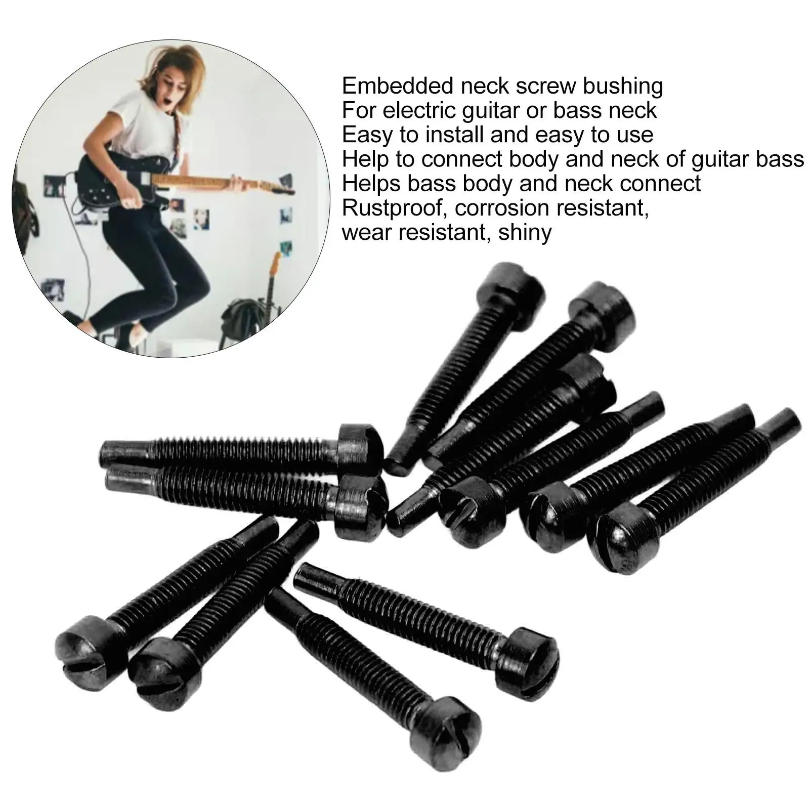 Electric Guitar Neck Mounting Screws, Rustproof & Easy to Install for bass , Shiny & Wear Resistant