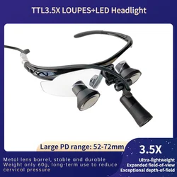 Burite 3.5X TTL (attraverso le lenti) occhialini personalizzati per chirurgia dentale con faretto faro a LED (lampada TTL3.5X + 06C)