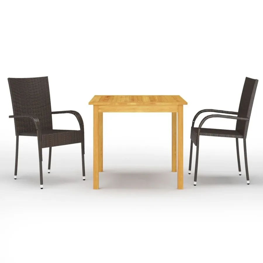 

3 Piece Patio Dining Set Brown