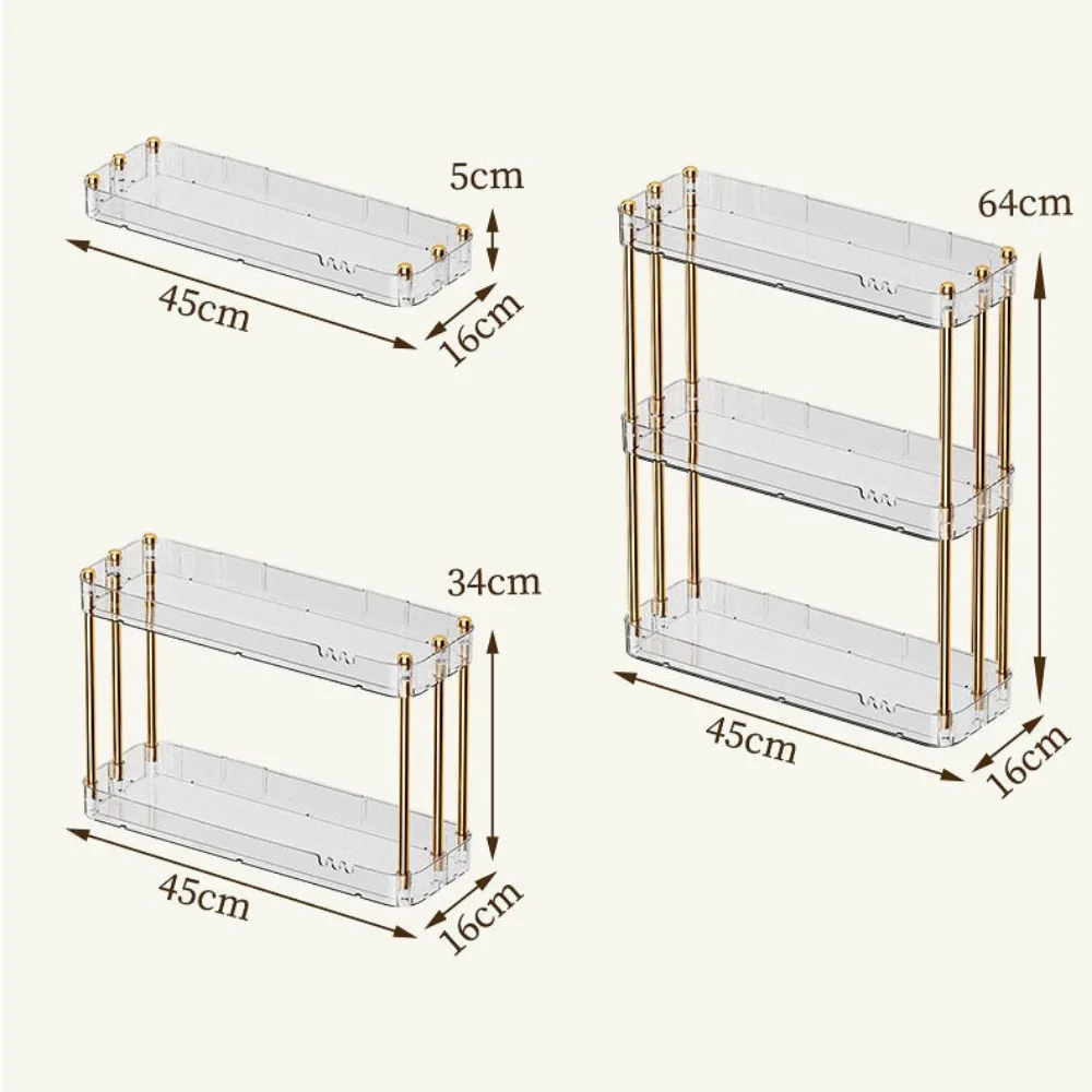 2/3 Layers Bathroom Storage Rack Layered Towel Holder Metal Shelves Without Punching Holes Shelves Wall-mounted Bathroom Shelf