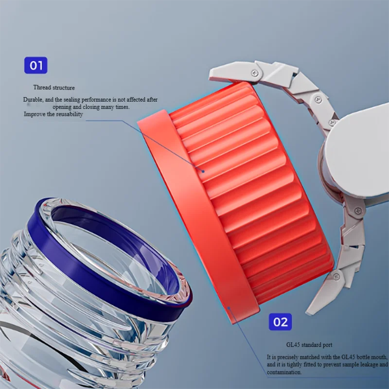 Screw-mouth bottle blue cap bottle open bottle reagent bottle cap tetrafluoro sealed silicone gasket gl14/gl18/gl25/gl32/gl45