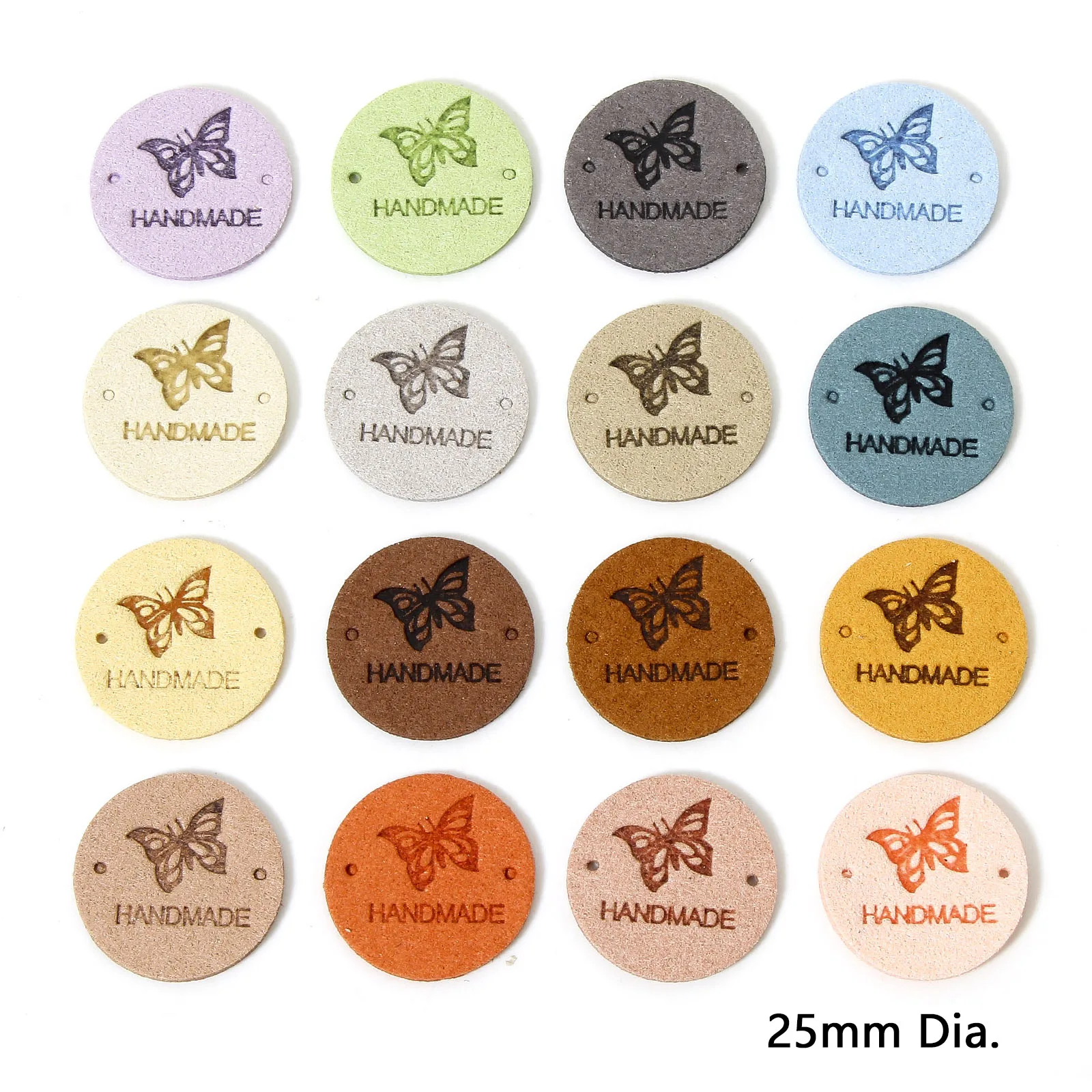 20PCs Pu Handmade Label Tags Butterfly Pattern \