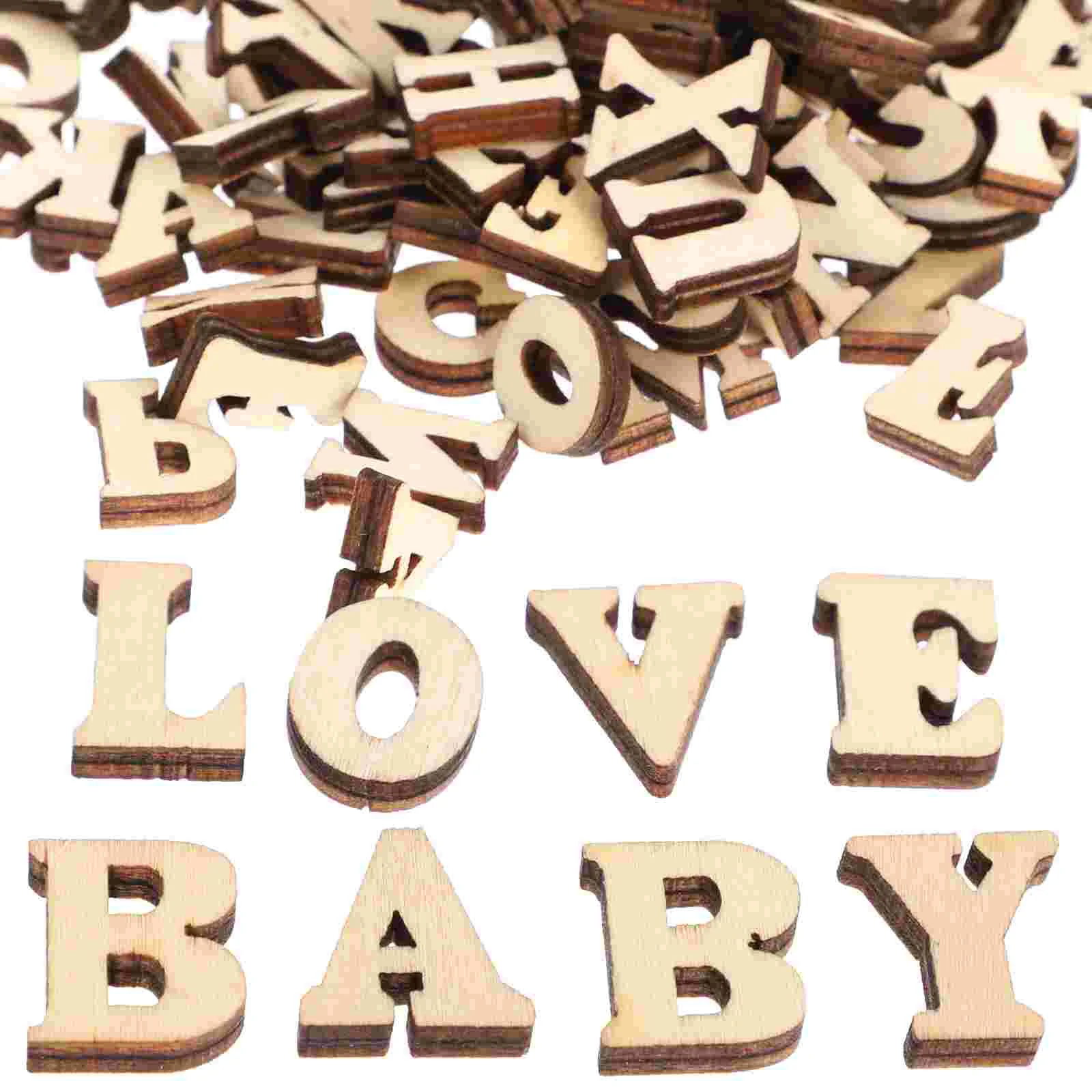 100 Pcs Log Letter Buckle Christmas Wooden Slice Craft Material Embellishments Stickers