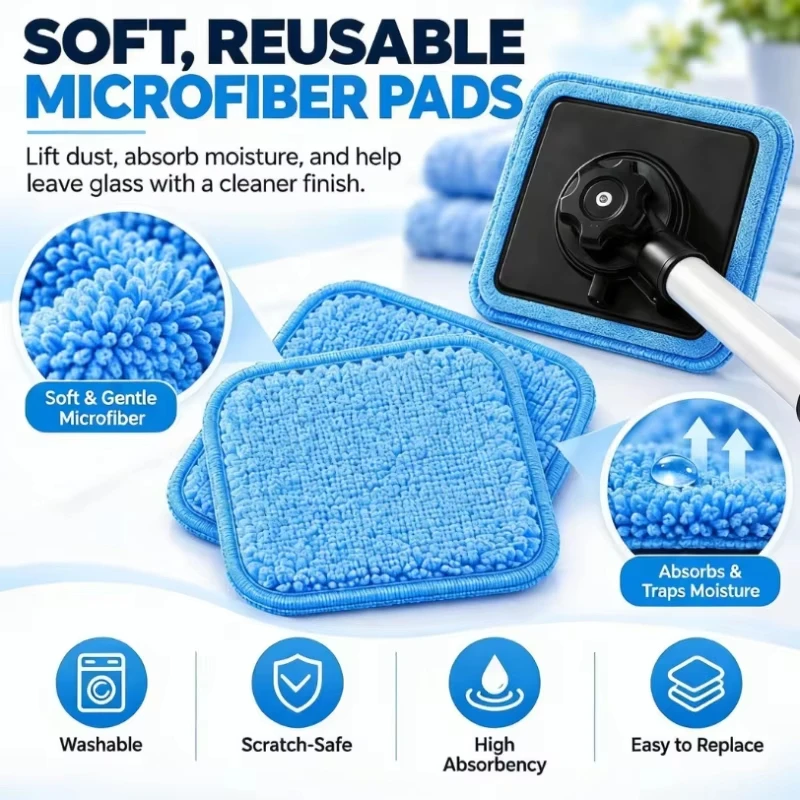 Portable Magnetic Car Glass Cleaning Tool Set Streak-Free Auto Windshield Cleaner With Extendable Long Handle Removable Wash Pad