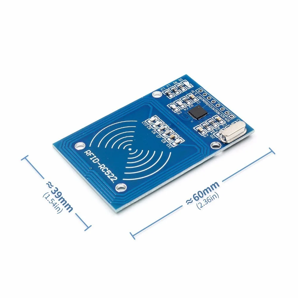 Juego completo de lector y escritor SPI rectangular, antena de MFRC-522, módulo RFID estándar S50, llave IC, tarjeta en blanco