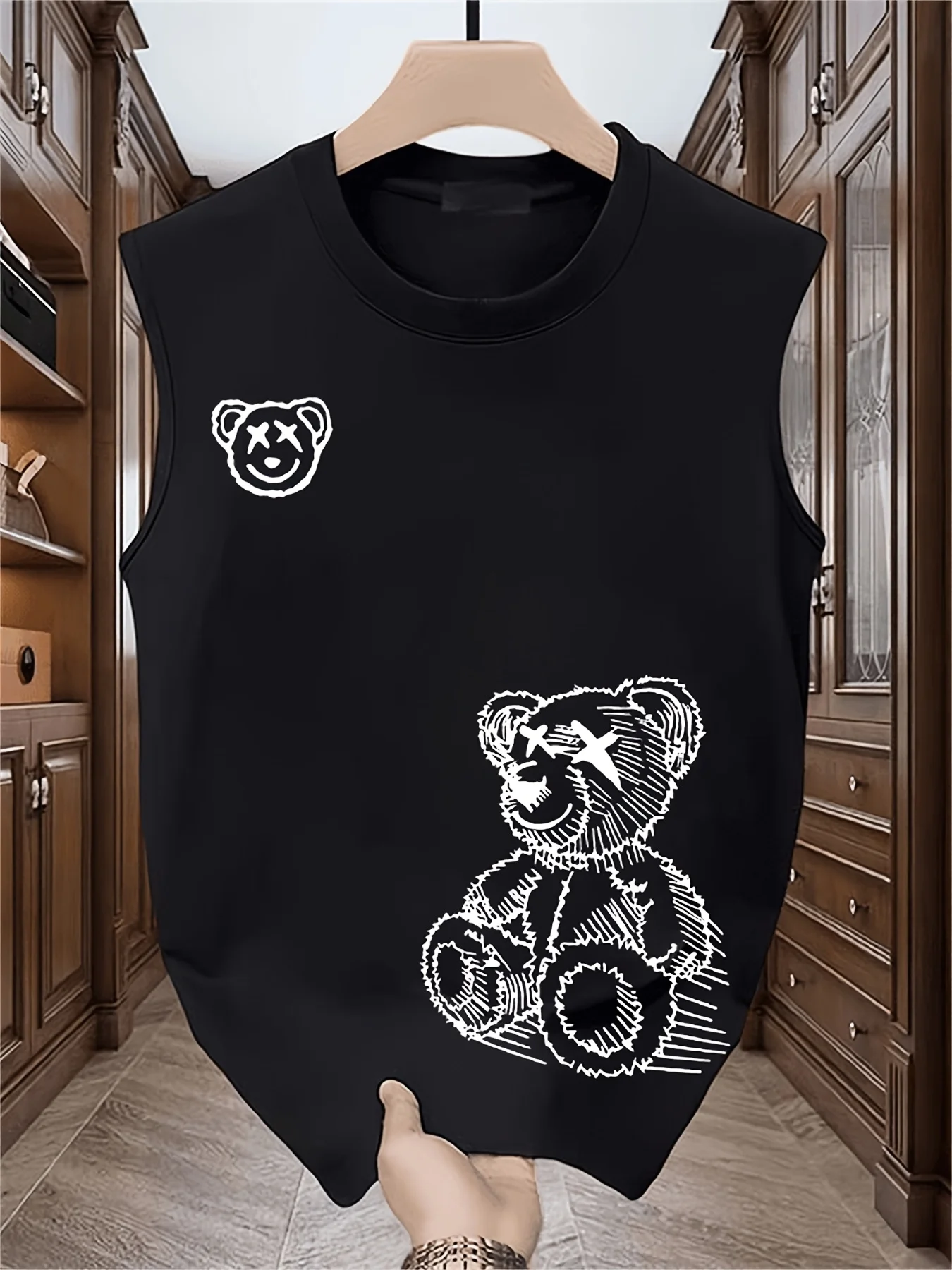 100% Pure Cotton Summer Men's Fashionable Casual Loose Heartbeat and Los Angeles Same Frequency Printed Fitness Sleeveless Vest