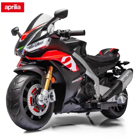 Moto électrique pour enfants 24V Aprilia, jouet sous licence avec lumières LED, Bluetooth, musique, alimenté par batterie, 10MPH