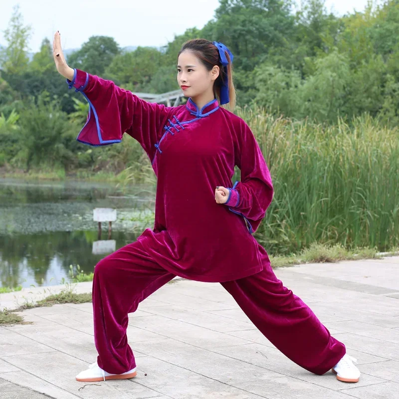 Winter Velvet Tai Chi Clothes Thick Kung Fu Dress Wushu Clothing Martial Art Uniform Long Sleeve 2022  Free Shipping