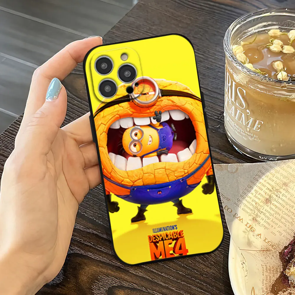 Capa de telefone para iPhone 11 12 13 14 15 16 Max Pro Plus Preto Soft Shell D-Despicable Movie M-Minions M-Me 4