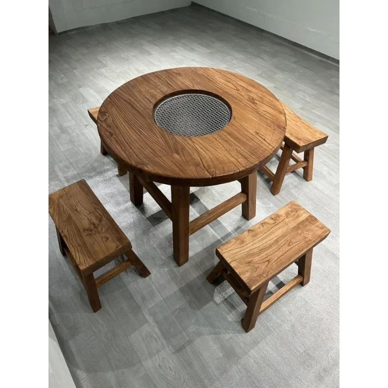 Old elm fireplace  table, indoor winter winter household roaster