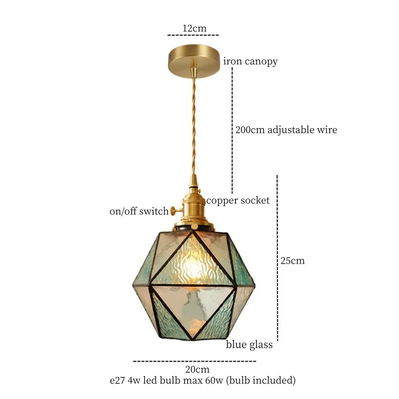 IWHD ممزق الزجاج LED مصباح معلق لغرفة المعيشة لوفت تركيبات الإضاءة الداخلية النحاس خمر قلادة الإضاءة Hanglampen #2