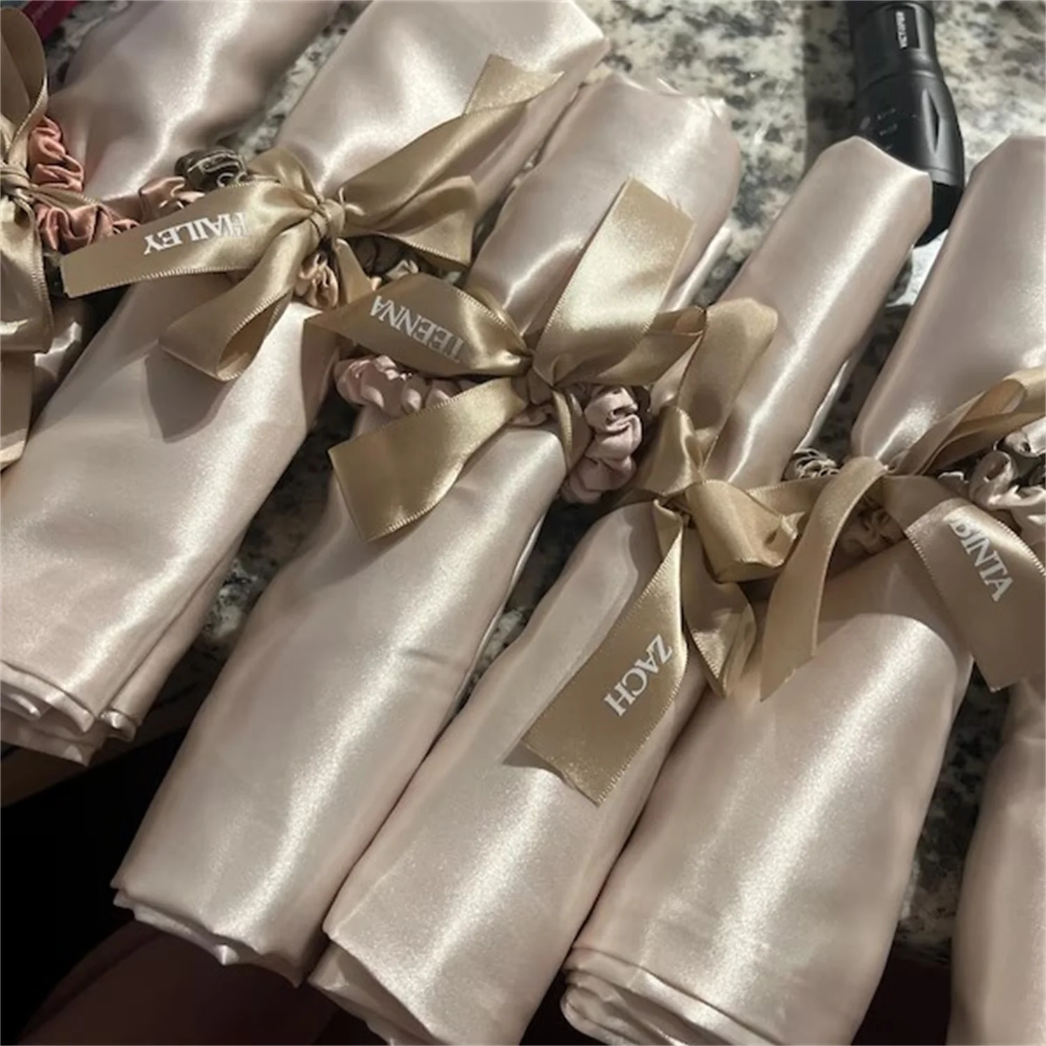 70cm Personalized Name Bow, Wedding Place Cards, Elegant Wed Ribbon Nametag, Name Place Setting, Custom Ribbon, Wedding Meal Cho view 5