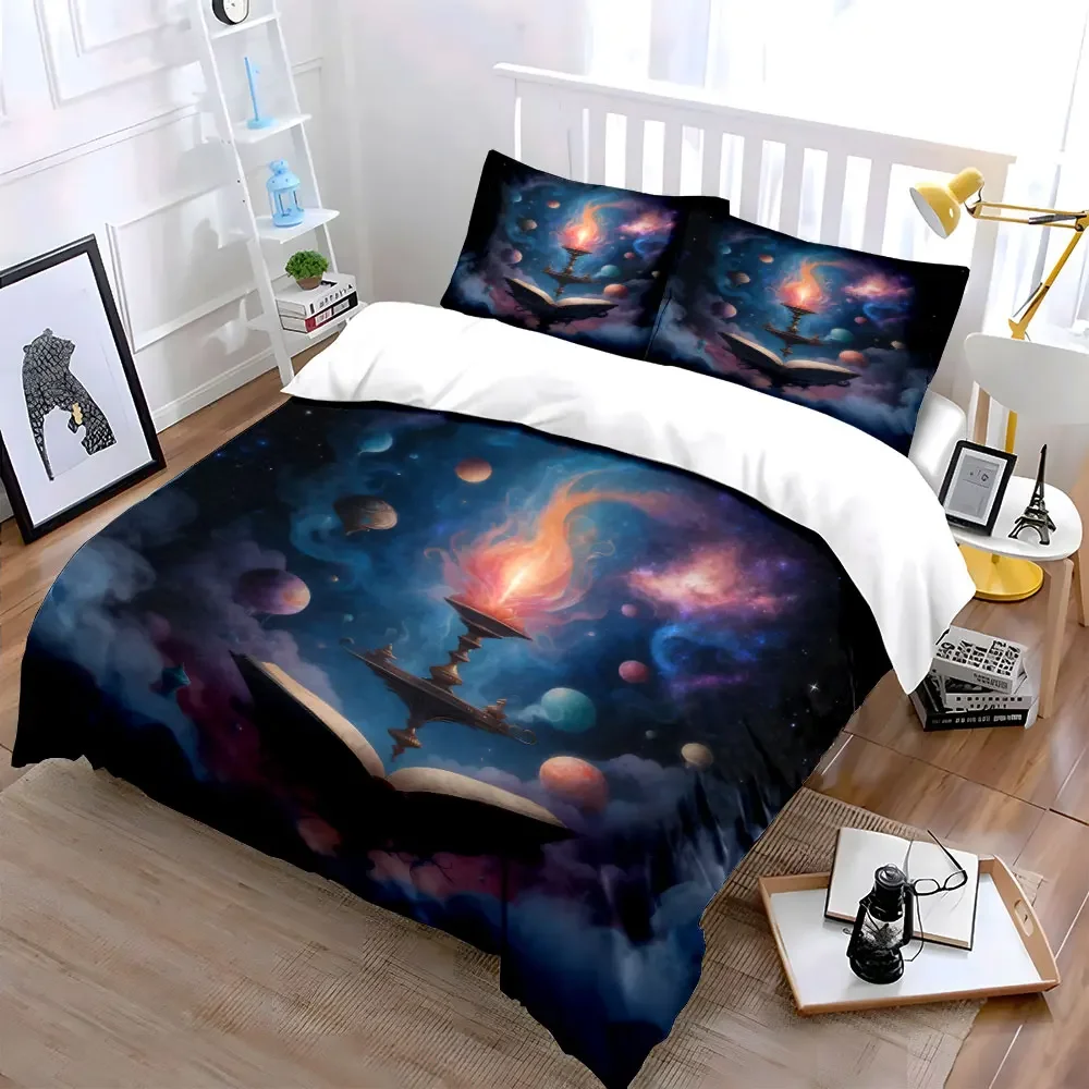 Mystical Book and Candle Set Soft Comfortable Duvet Cover Bedding Set Included 1*Duvet Cover & 2*Pillowcases, gift