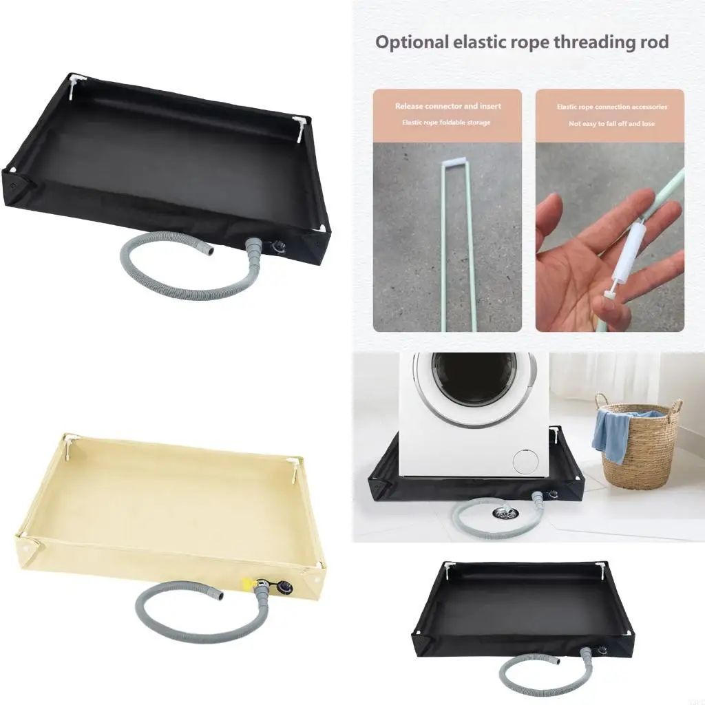 Garden Utility Drain Tray with Hose, Portable 80 x 80 x 10 Water Collection Pan for Outdoor Cleaning Use and Rinse Control X3UC