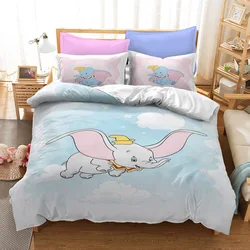 Cartoon Dumbo Bedding Set for Kids Disney Double Duvet Cover Comforter Sets Little Flying Elephant Puppy Sheet Baby Bedspreads