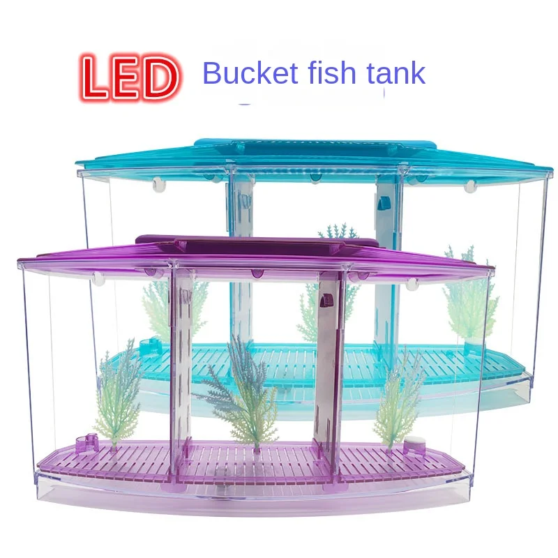 Mini Small Fish Tank Aquarium, Betta Box Betta Tank Office Fish Small Tropical Fish Tank