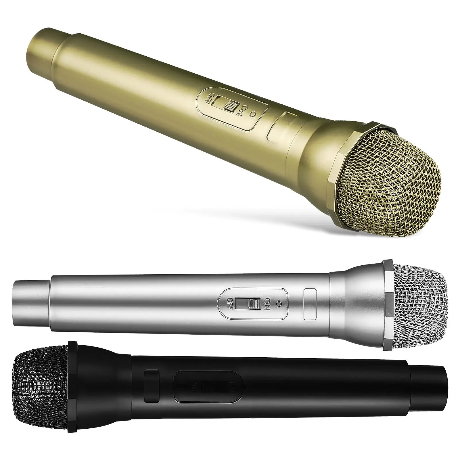 

3 Pcs Children Microphone Simulated Stage Performance Toys Realistic Design Lightweight Silver Black Colors Role Play Music