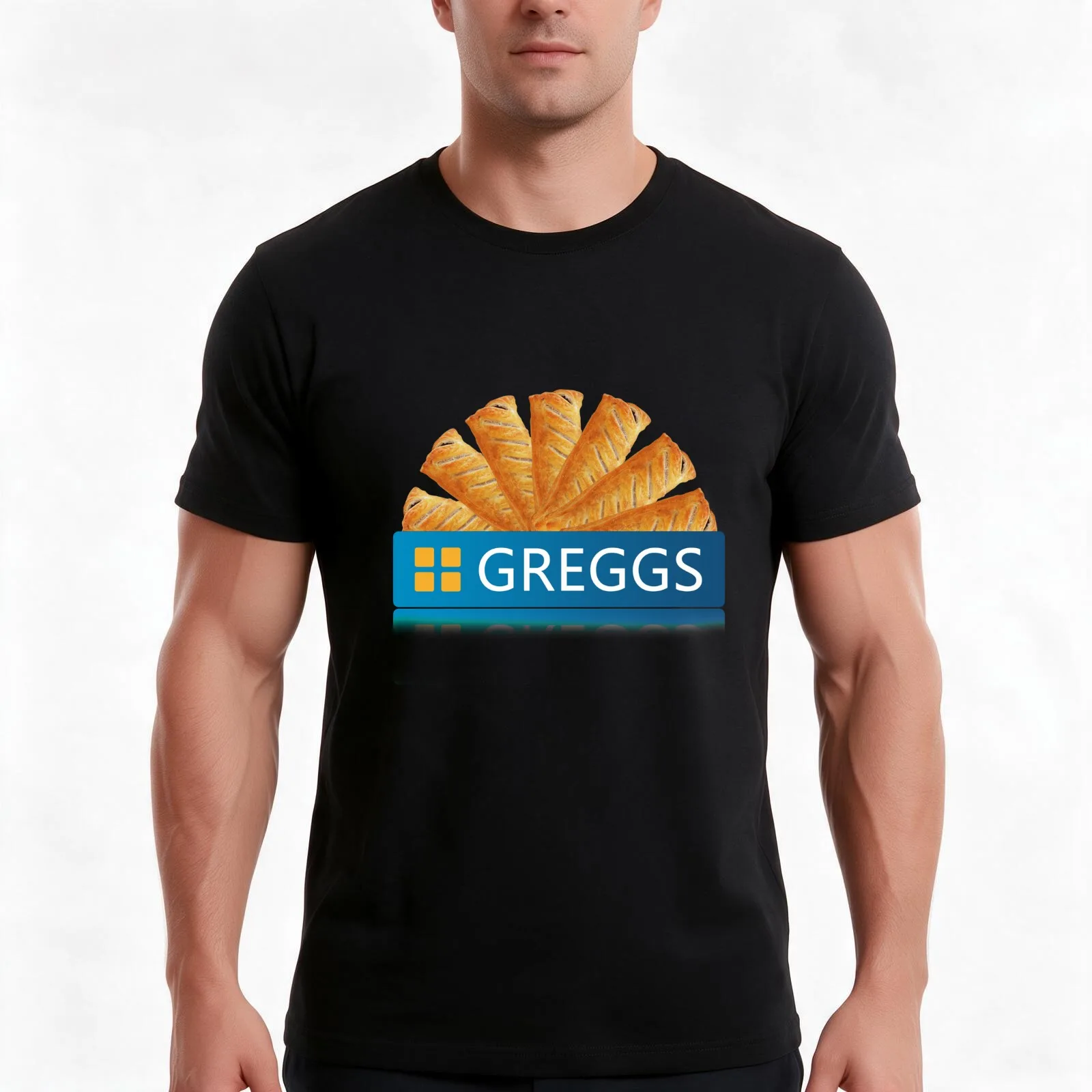 Greggs Style Sausage Rolls T Shirt Essential T-Shirt, Summer Casual Cotton Tee, Oversized Streetwear Tops, Vintage Graphic Print