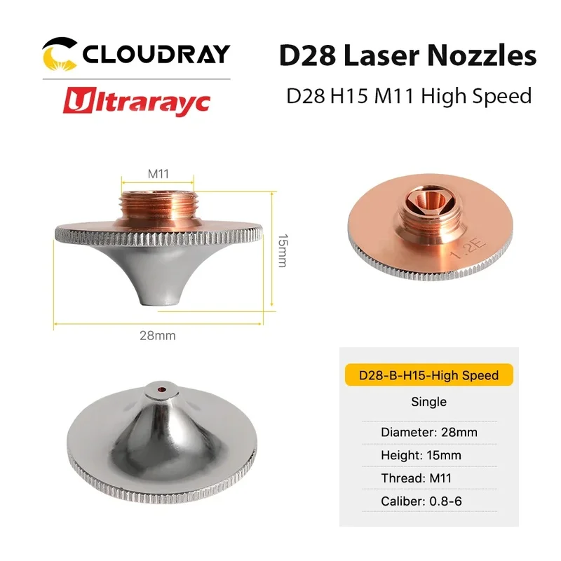 

High-Speed Laser Cutting Nozzle D28 H15 M11 Double Layer Core for Fiber Laser Cutting Head