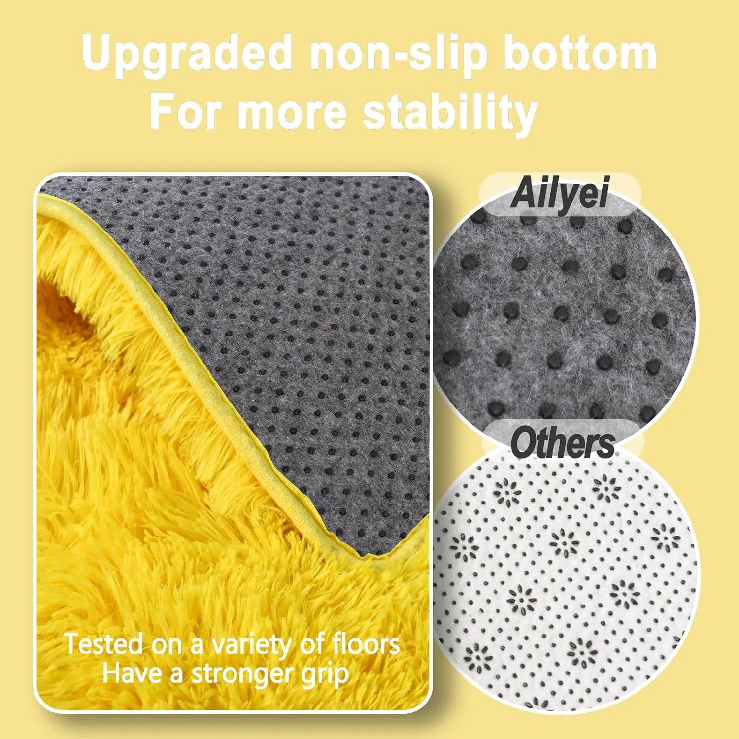 Soft Area Rugs for Living Room Non-Slip Thick Plush Carpets for Winter Anti-Slip Fluffy Artificial Velvet Rug Soft Yellow Carpet - view 6
