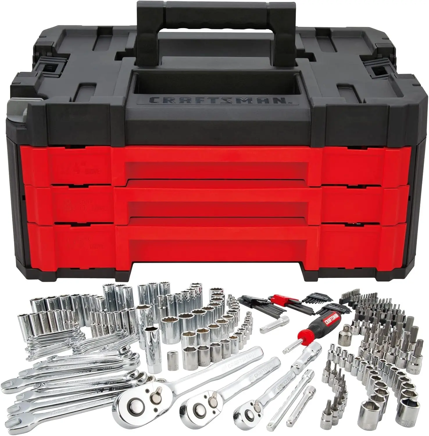 

Socket Set 262-Piece Mechanic Tool Set 1/4" 3/8" 1/2" Drive SAE / Metric (CMMT45307)