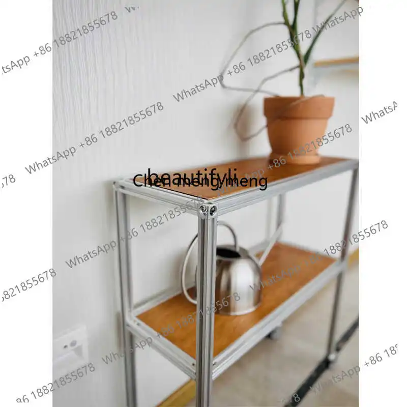 New arrive Medieval movable cart rack, aluminum profile small coffee table shelf on the side of the living room