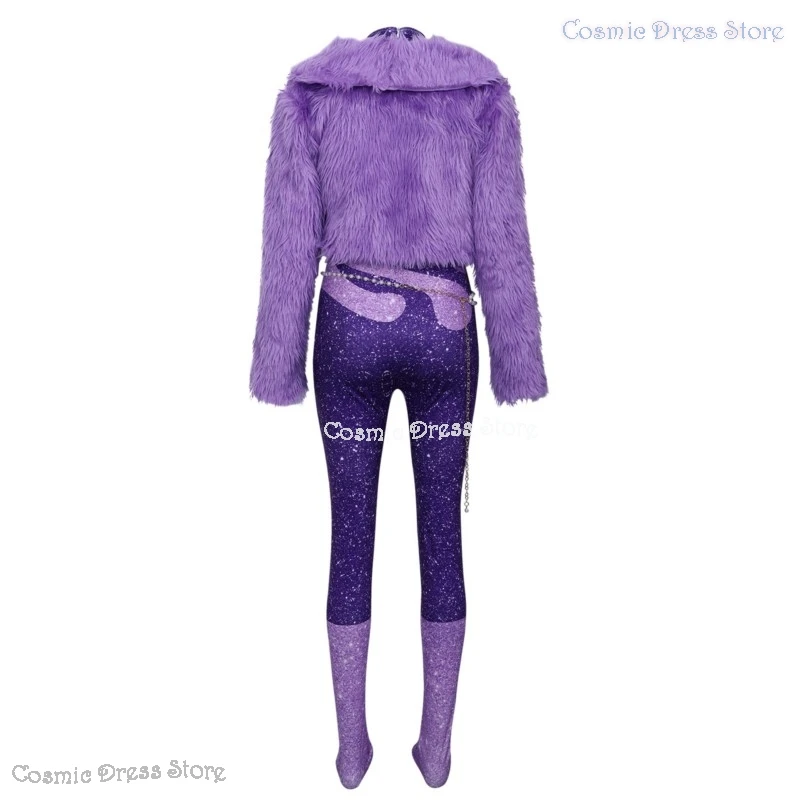 Kostium Cosplay Gazela z filmu Zoo Cartoon dla dorosłych i dzieci, fioletowy płaszcz, strój sceniczny dla piosenkarki, błyszczący strój Shakiraas Cosmic Dress Store, rok 2025