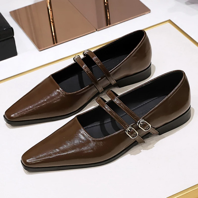 Retro Women's Low Heeled Shoes Pointed Tip Women Pumps Occupation Commuting Women's Shoes Buckle Comfort Low Heels Ladies Shoes