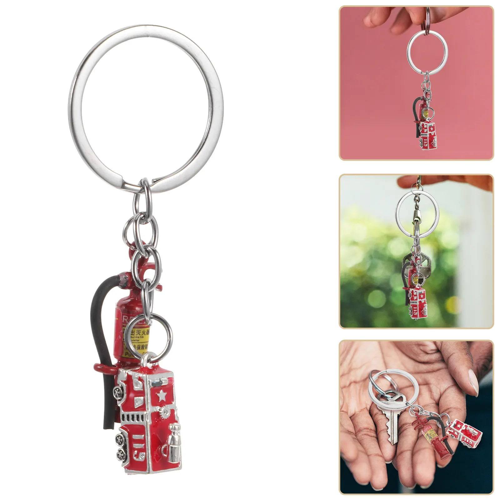 Exquisite Metal Firefighter Keychain Compact Firefighting Theme Keyring Pendant Stylish Bag Decoration Hanging Keychain Key