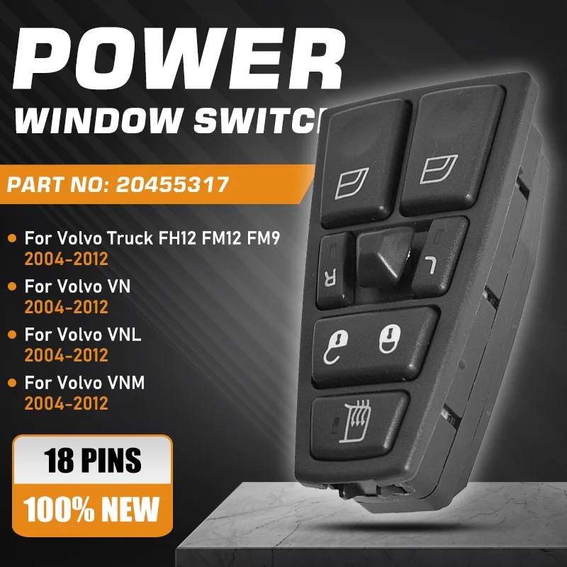 

Electric Power Window Control Switch Button 20455317 For Volvo Truck FH12 FM12 FM9 Volvo VN VNL VNM 2004-2012 20752918 21354601