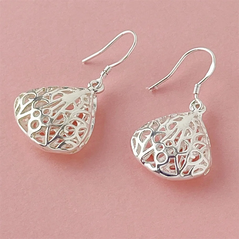 925 Sterling Silver Earrings Hollow Triangle Women's Simple Fashion Earrings Birthday Party Wedding Anniversary Jewelry Gift