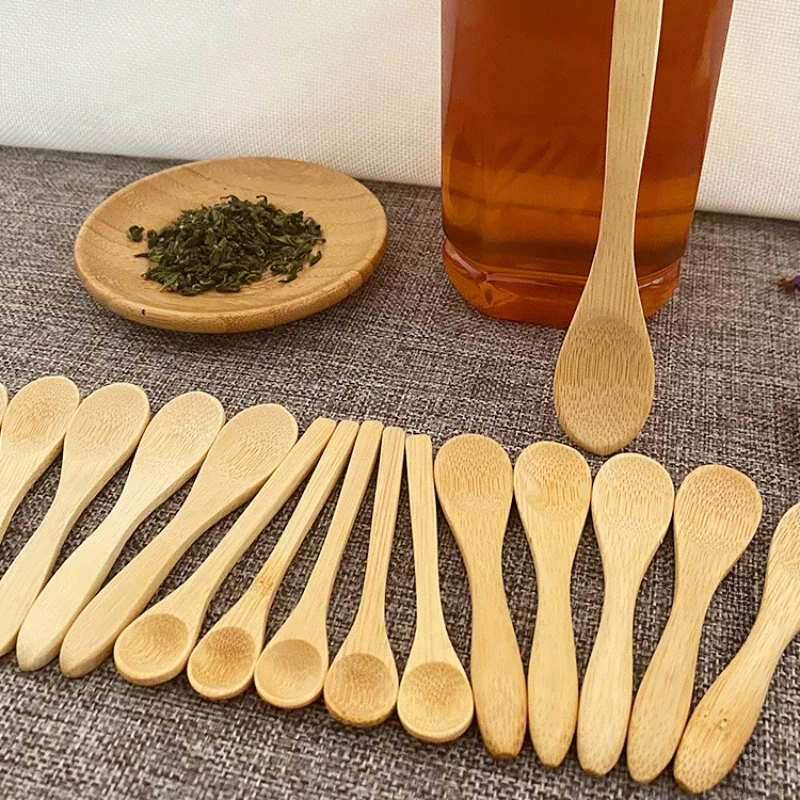 1PC Mini Wooden Spoon Ecofriendly Household Tea Coffee Salt Spoon Cake Dessert Spoon Teaspoon Tableware Kitchen Accessories