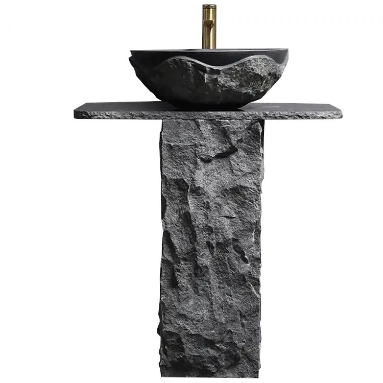 Marble  Pedestal Bathroom Sink, Modern Design Custom Standing Artificial Basin,Easy Clean Bathroom Sink Quartz Vanity Sink
