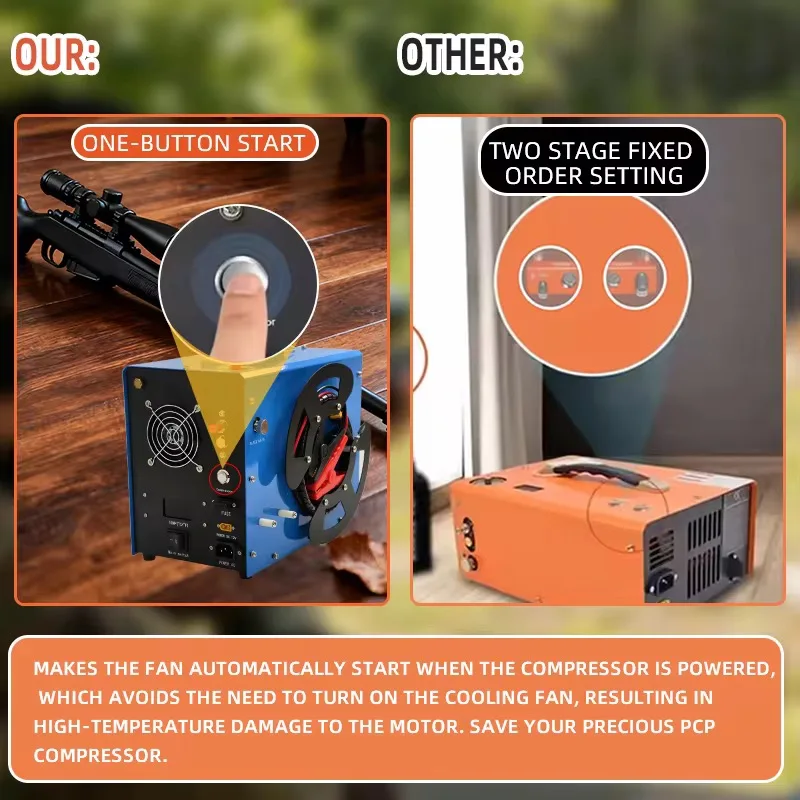 PCP 12V 4500psi 30mpa 300bar 110V 220V Automatic Stop Pcp Pump Built-in Power Adapter Paintball PCP Air Compressor