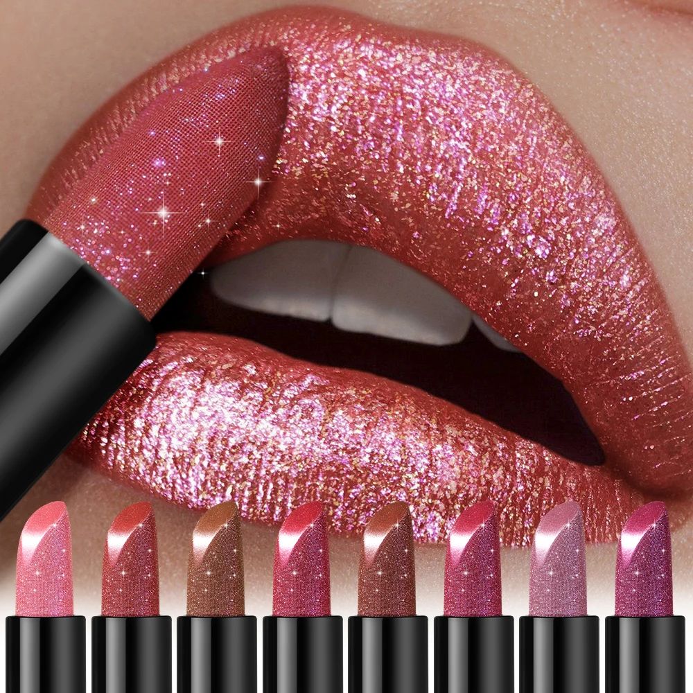 أحمر شفاه لامع، أحمر شفاه لؤلؤي قابل للضغط، لامع جدًا مثل جزيئات الماس المطحونة، أملس ويدوم طويلاً #2