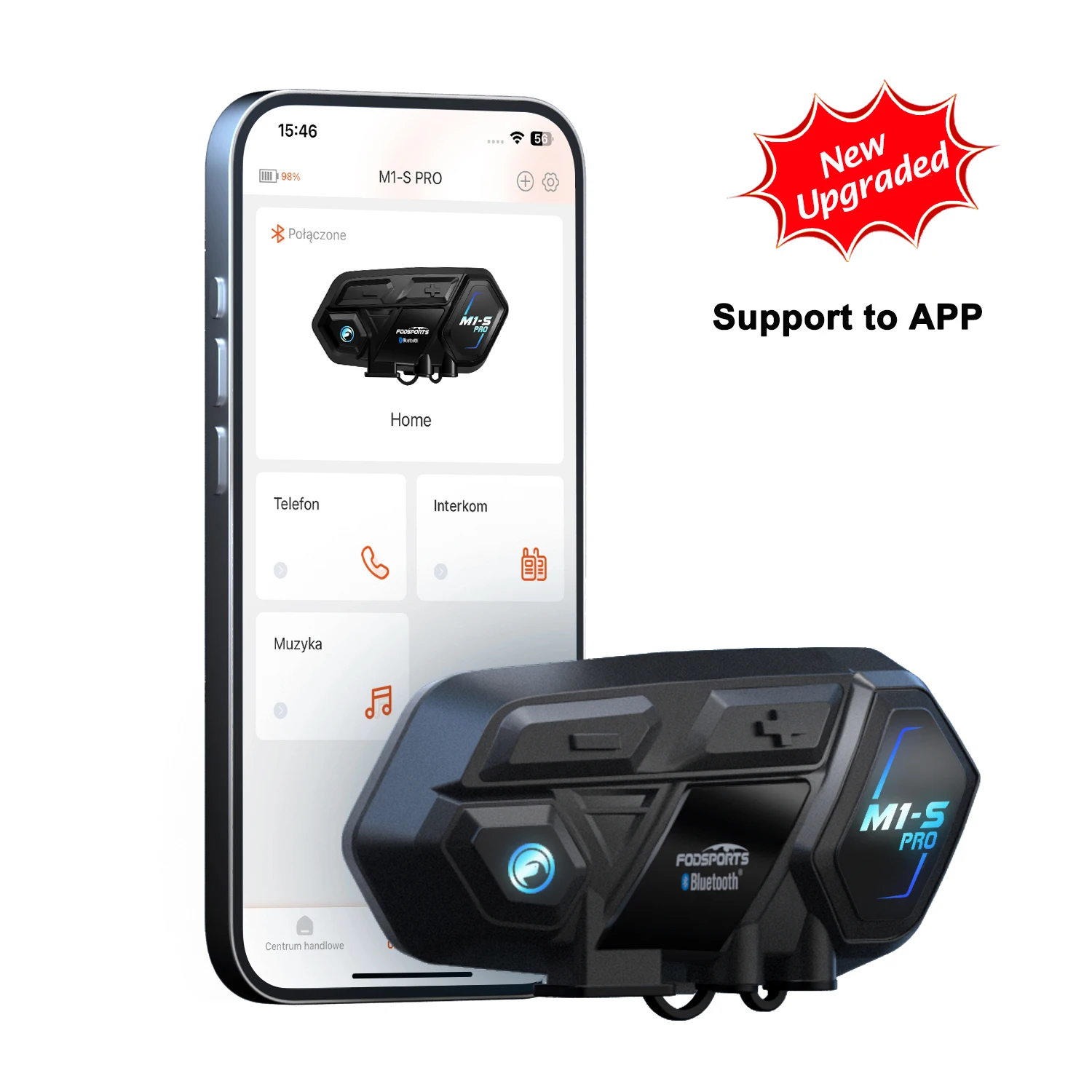 2Pcs Fodsport M1-S Pro Motorcycle Intercom Helmet Bluetooth Headset 8 Rider Communicator Moto Interphone Music Share,APP Connect
