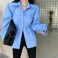 Plus Size Retro Long Sleeve Chic Single-breasted Shirts for Women Spring Autumn Korean Fashion Basic Slim All Match Blouses New