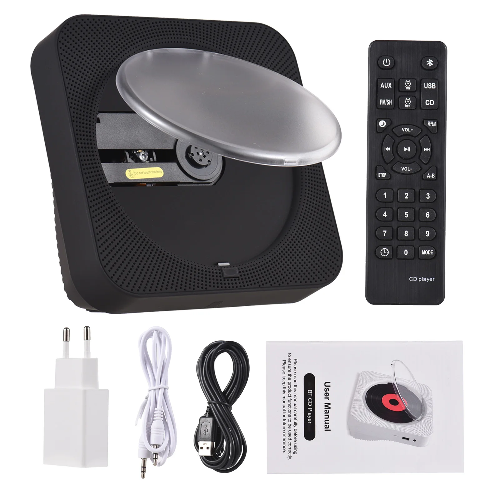 

CD-плеер BT5.1 CD-плеер Портативный музыкальный плеер FM-радио Настольный CD-проигрыватель Светодиодный дисплей 6 режимов A-B Повторный таймер Дистанционное управление