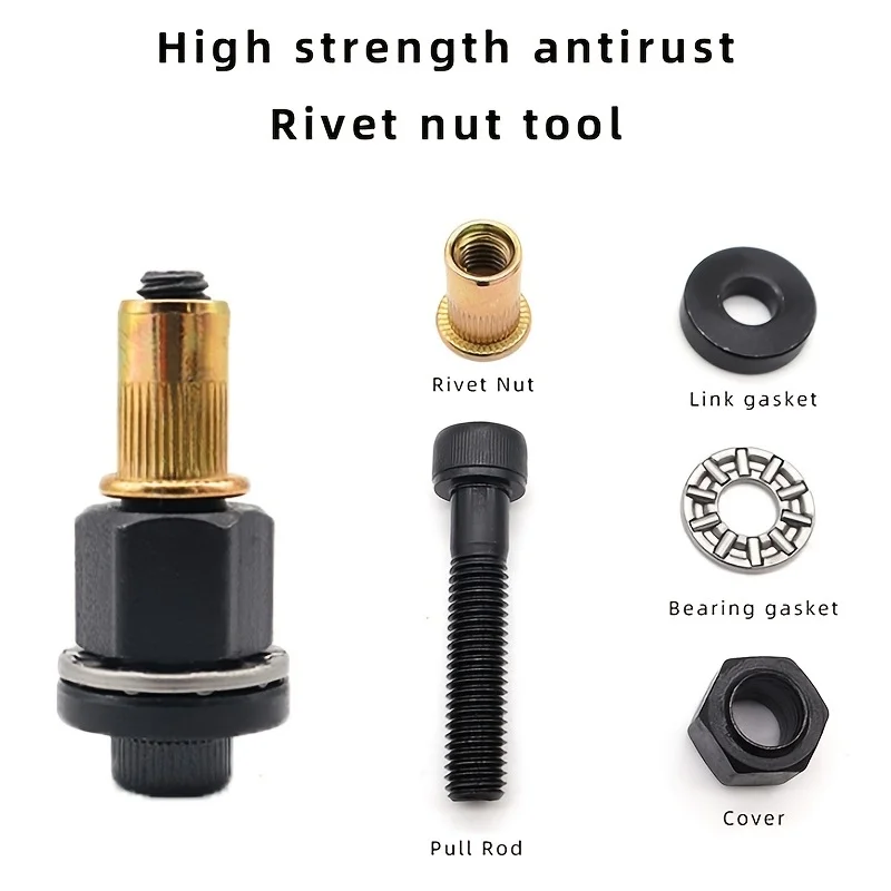 7pcs Rivet Nut Tools Adapter M3 M4 M5 M6 M8 M10 M12 Hand Electric Rivet Nut Head Riveter Metal License Plate Simple Installation