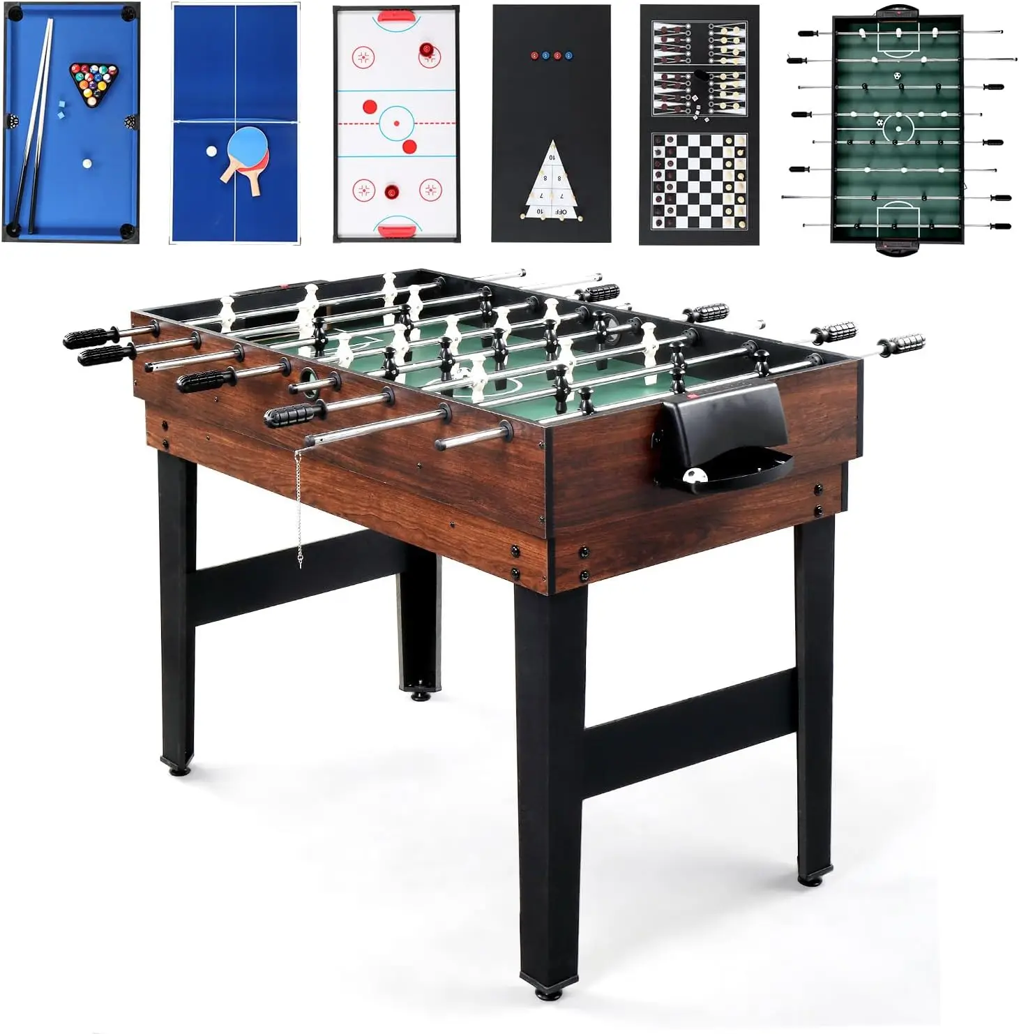 Mesa para adultos, mesa combinada para habitación, juego de mesa de 48" para familia con hockey, futbolín, piscina, ping pong, shuffl