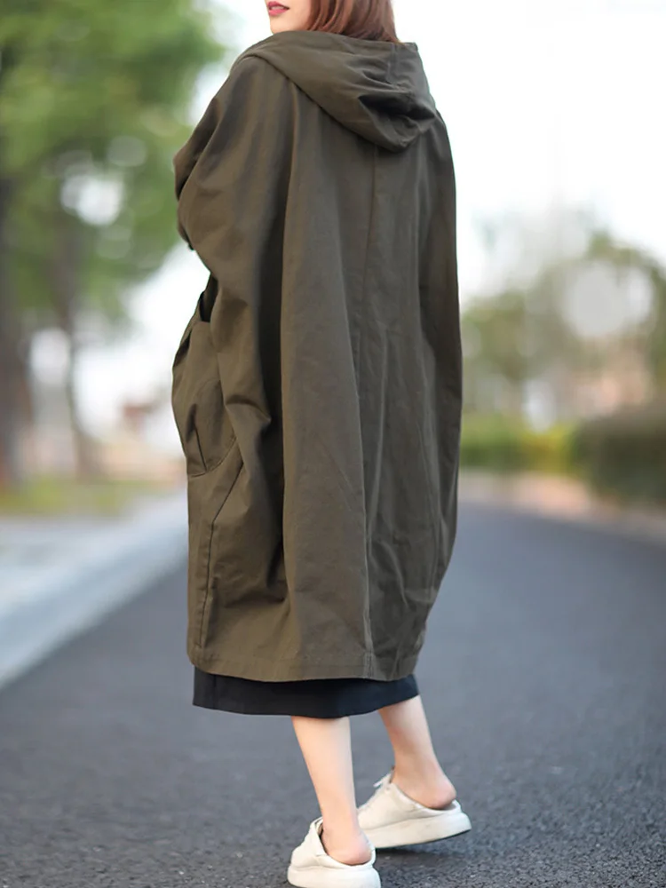 

Женские модные тренчи оверсайз с капюшоном, длинные повседневные ветровки в винтажном стиле, люкс, осень 2024