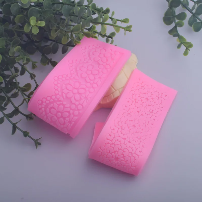 Lace Silicone Mold Mould Sugar Craft Fondant Mat Cake Decorating Baking Tool New Small Length 16cm  Width 4.5cm