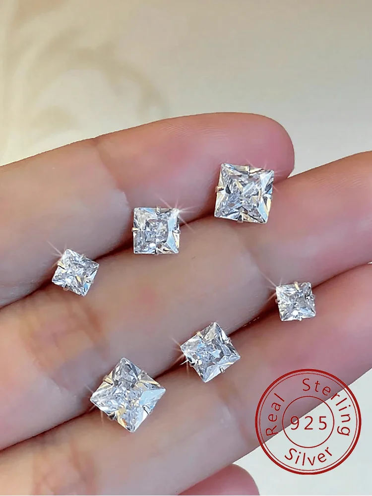 Ring aus 925er-Sterlingsilber, klassisch, 3 mm, 4 mm, 5 mm, quadratisch, glänzender Zirkon, für Damen, Jahrestag, Party, modisch, hochwertiger edler Schmuck