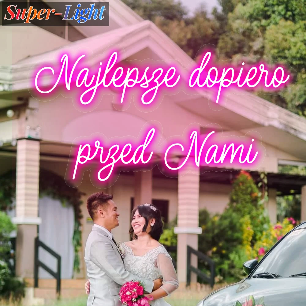 Imagem -03 - Sinal de Néon Led Personalizado para Casamento Najlepsze Doppo Impresso Nami Polonês Neon Sign